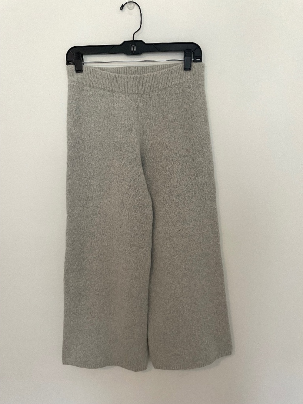 Lunya Cashmere Wool Cropped Wide Leg Gray Pants, Women's Small, Loungewear